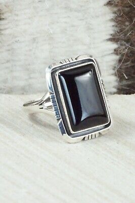 Onyx & Sterling Silver Ring - Amos Begay - Size 8