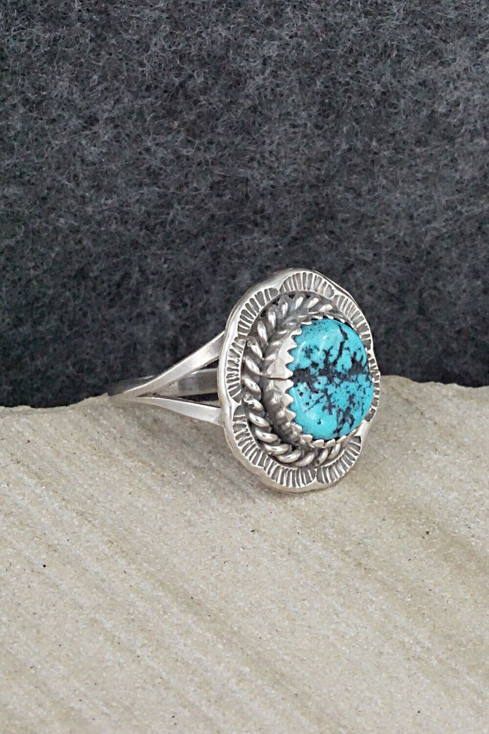 Turquoise & Sterling Silver Ring - Freda Martinez - Size 8
