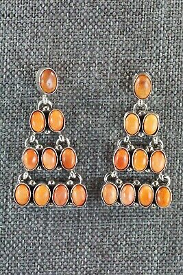 Spiny Oyster and Sterling Silver Earrings - Renelle Perry