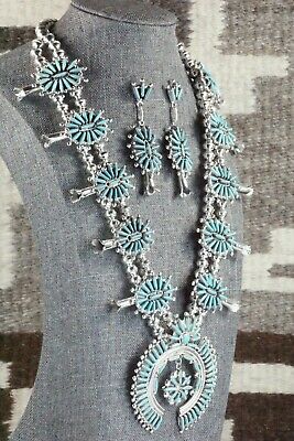 Turquoise & Sterling Silver Squash Blossom Set - Lance and Cordelia Waatsa - High Lonesome Trading