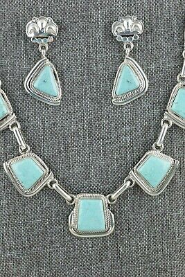 Navajo Turquoise & Sterling Silver Necklace Set - Raymond Delgarito - High Lonesome Trading