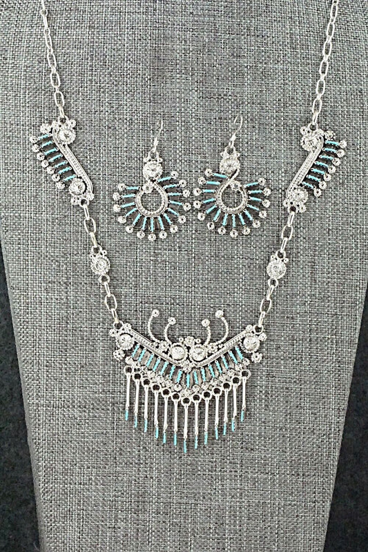 Turquoise & Sterling Silver Necklace Set - Kevin Leekity