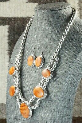 Spiny Oyster & Sterling Silver Necklace and Earrings - Richard Curley