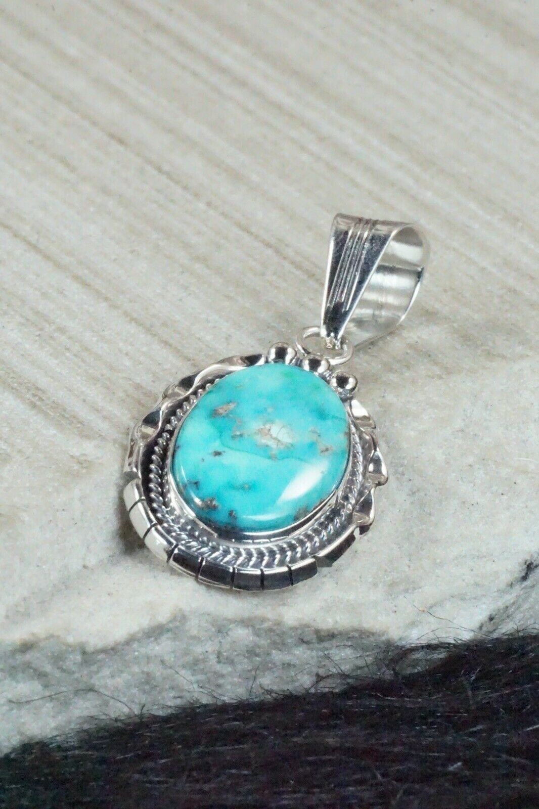 Turquoise and Sterling Silver Pendant - Samuel Yellowhair