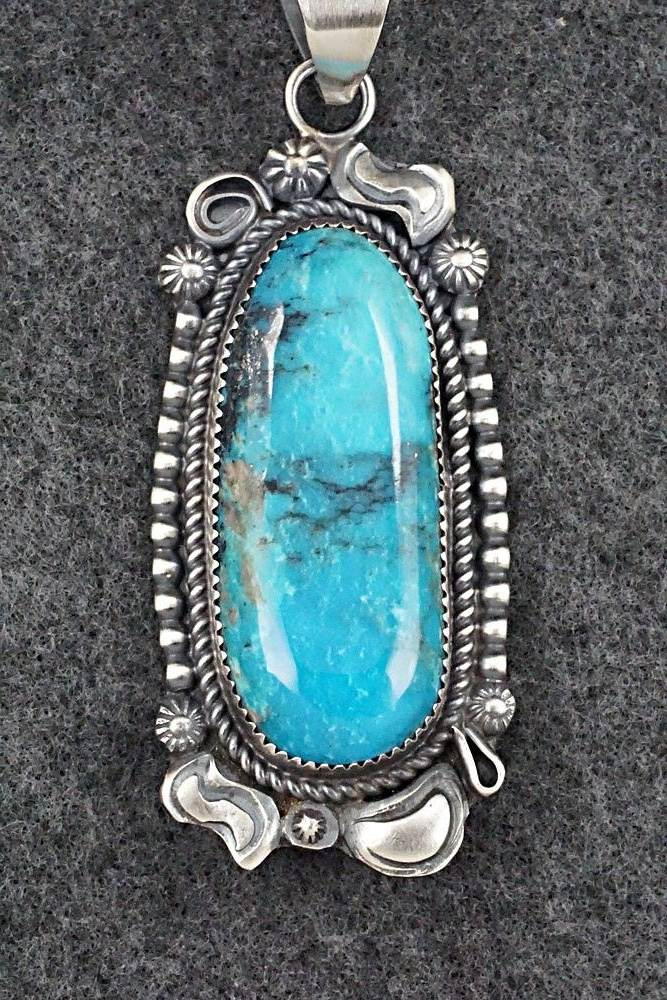 Turquoise and Sterling Silver Pendant - Leslie Nez