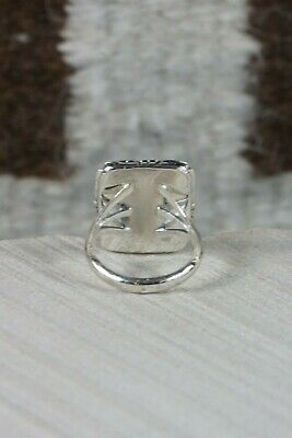 Navajo Onyx and Sterling Silver Ring - Amos Begay - Size 7 - High Lonesome Trading