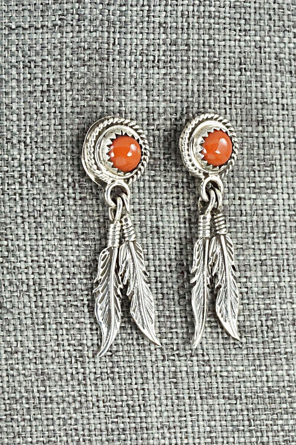 Coral & Sterling Silver Earrings - Sadie Jim