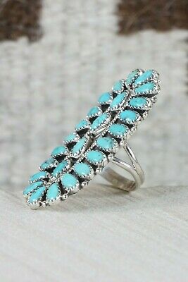 Navajo Turquoise and Sterling Silver Ring - Zeita Begay - Size 7.75 - High Lonesome Trading