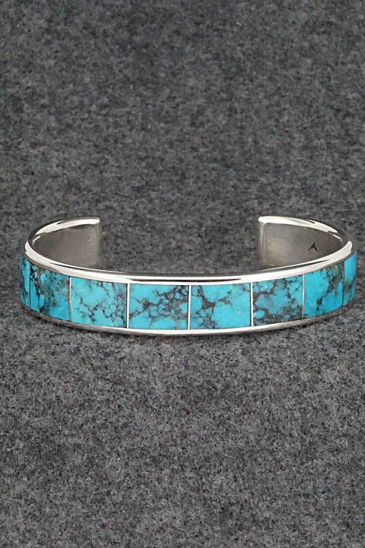 Turquoise & Sterling Silver Inlay Bracelet - Larry Loretto