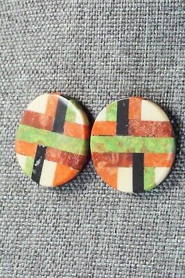 Multi Stone Inlay & Sterling Silver Earrings - Chaslyn Crespin