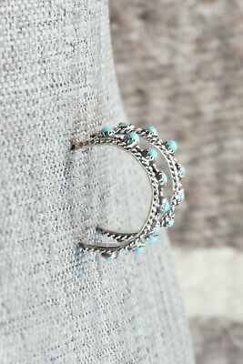 Turquoise & Sterling Silver Hoop Earrings - Georgiann Chavez