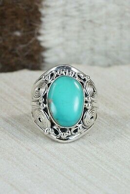 Navajo Turquoise and Sterling Silver Ring - Darrell Morgan - Size 11