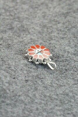 Coral & Sterling Silver Pendant - Maxine Soseeah