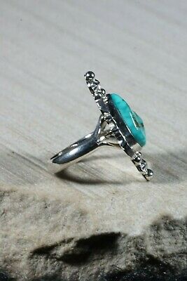 Navajo Turquoise and Sterling Silver Ring - Grace Kenneth - Size 7 - High Lonesome Trading
