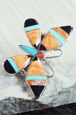 Multi Stone and Sterling Silver Inlay Pendant & Pin - Angus Ahiyite