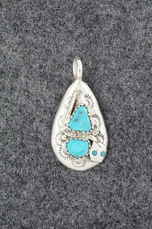 Turquoise and Sterling Silver Pendant - Joy Calavaza