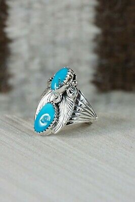 Navajo Turquoise and Sterling Silver Ring - Jeanette Saunders - Size 8.5 - High Lonesome Trading