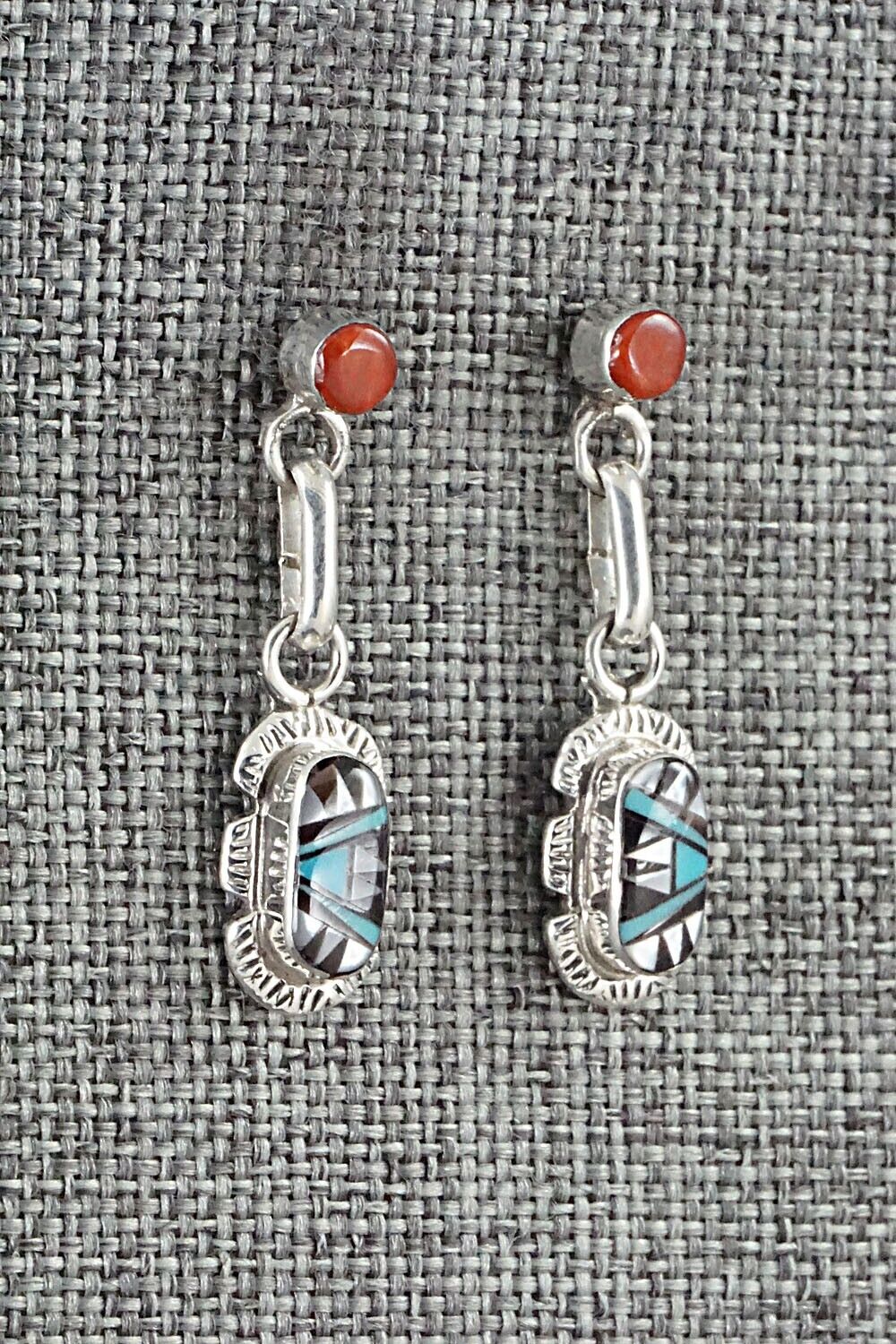Multi Stone Inlay & Sterling Silver Earrings - Ernest Leekya