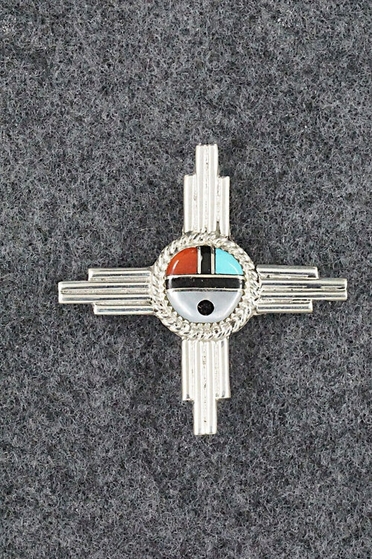 Multi Stone & Sterling Silver Pendant/Pin - Elvira Kiyite