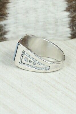 Turquoise & Sterling Silver Ring - Leslie & Gladys Lamy - Size 10.25