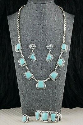 Navajo Turquoise & Sterling Silver Necklace Set - Raymond Delgarito - High Lonesome Trading