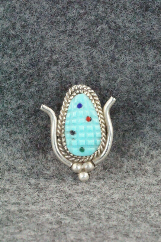 Turquoise & Sterling Silver Pendant - Tracy Bowekaty - High Lonesome Trading