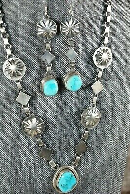 Navajo Turquoise and Sterling Silver Necklace - Sheila Tso - High Lonesome Trading