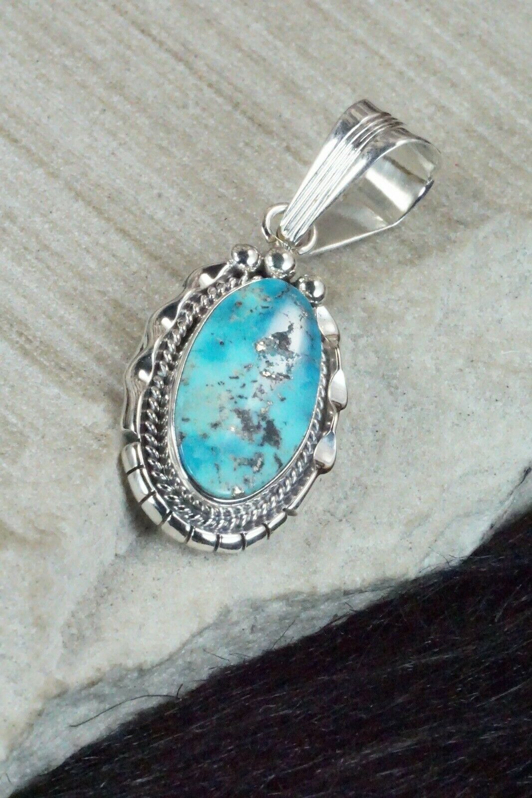 Turquoise and Sterling Silver Pendant - Samuel Yellowhair