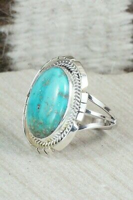 Turquoise & Sterling Silver Ring - Samuel Yellowhair - Size 8.5