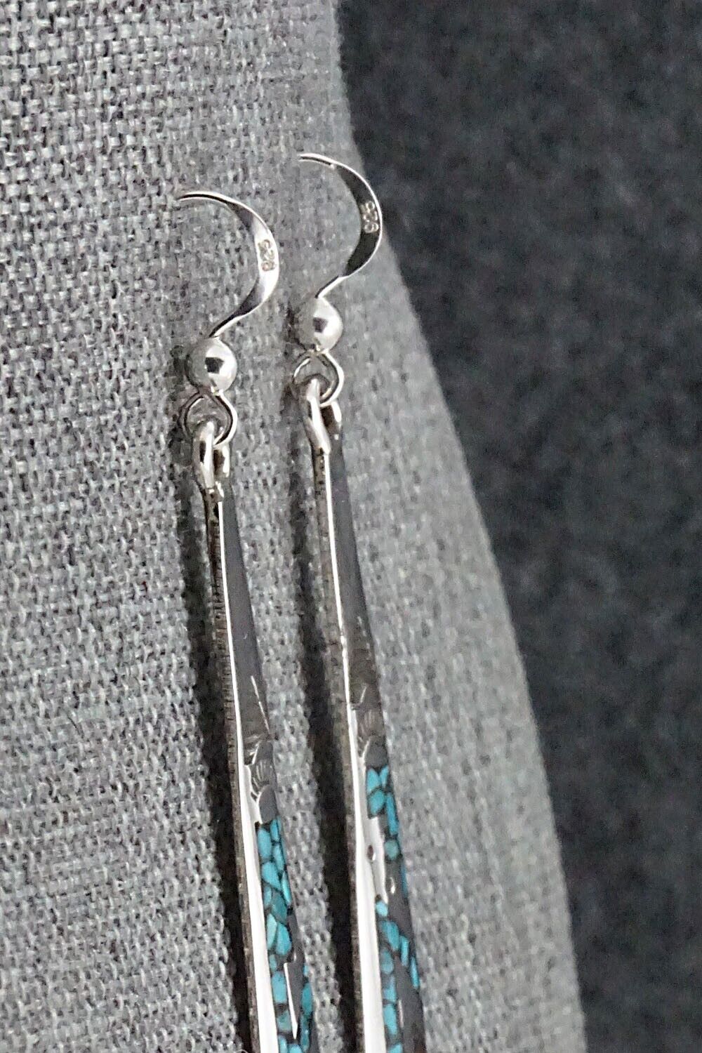 Turquoise, Coral & Sterling Silver Earrings - Jolene Yazzie
