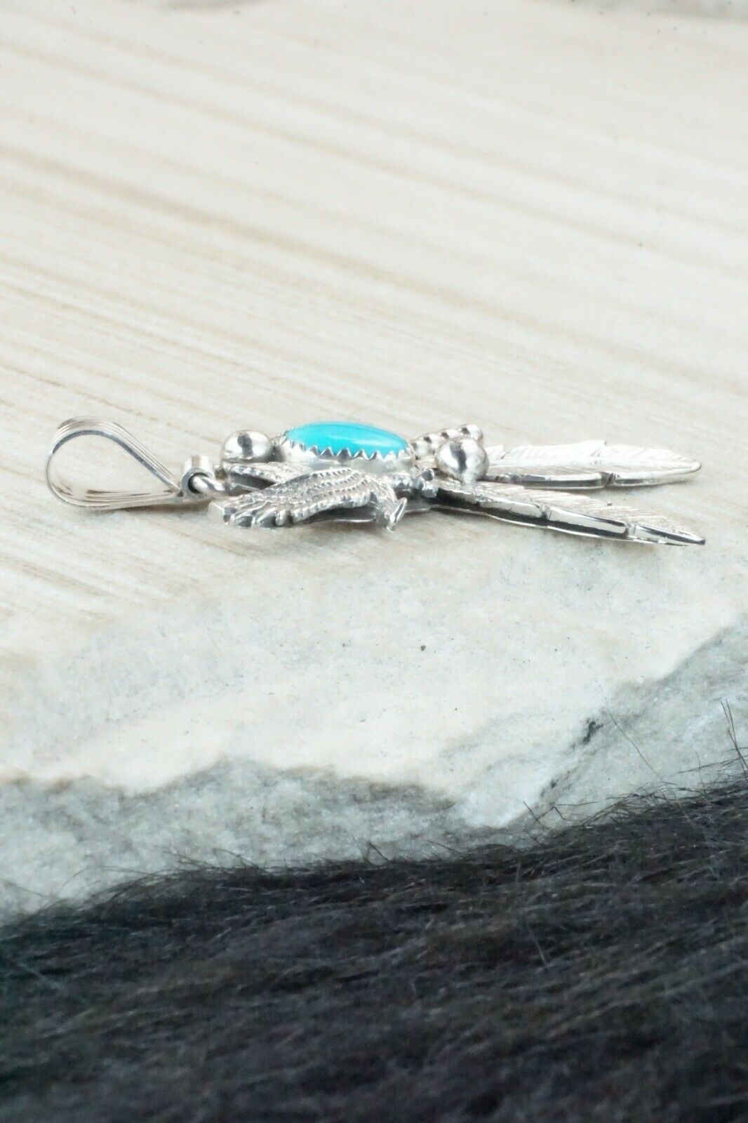 Turquoise and Sterling Silver Pendant - Genevieve Francisco
