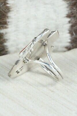 Coral & Sterling Silver Ring - Delbert Arviso - 8