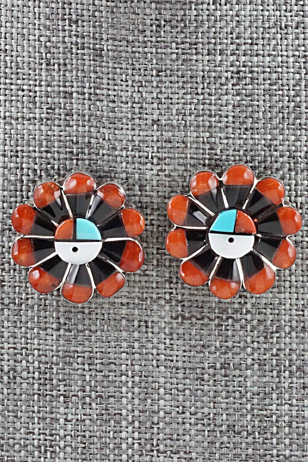 Multi Stone Inlay & Sterling Silver Earrings - Romero Vacit