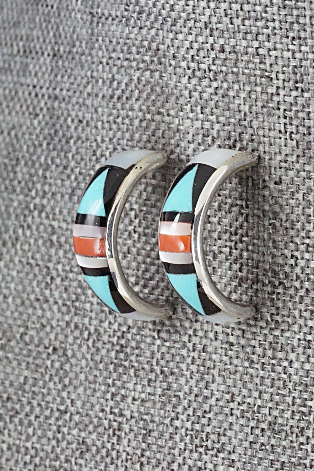 Multi Stone Inlay & Sterling Silver Earrings - Delberta Boone