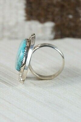 Navajo Turquoise and Sterling Silver Ring - Leslie Nez - Size 11 - High Lonesome Trading