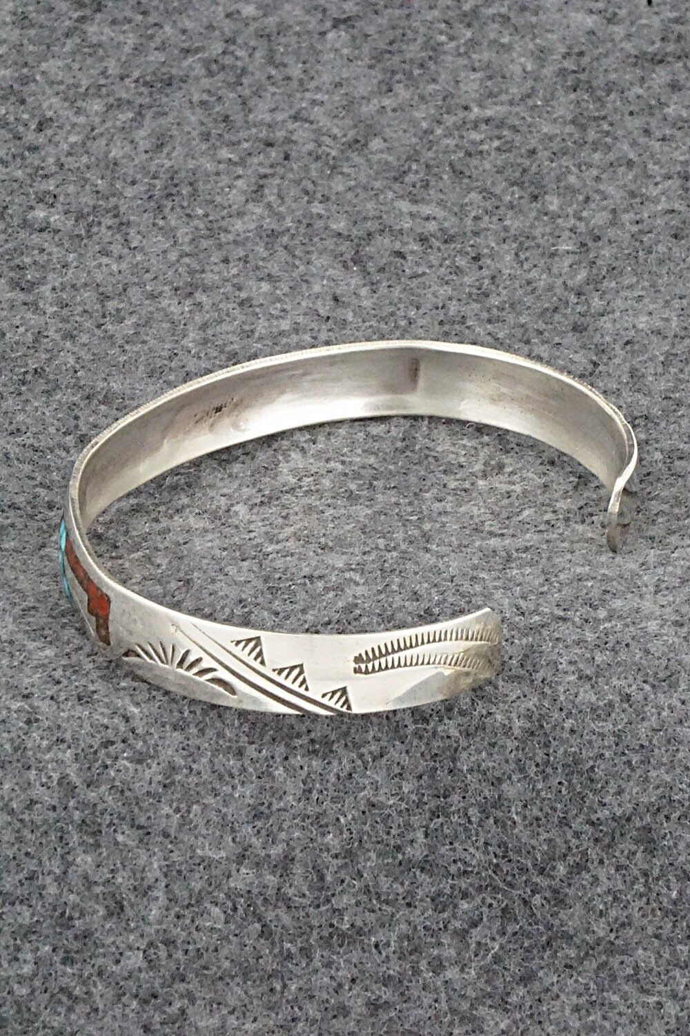 Turquoise, Coral and Sterling Silver Bracelet - Joleen Yazzie