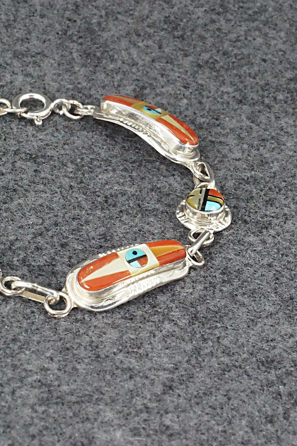 Multi Stone & Sterling Silver Link Bracelet - Patty Edaakie