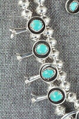 Turquoise & Sterling Silver Squash Blossom and Earrings - Phil Garcia