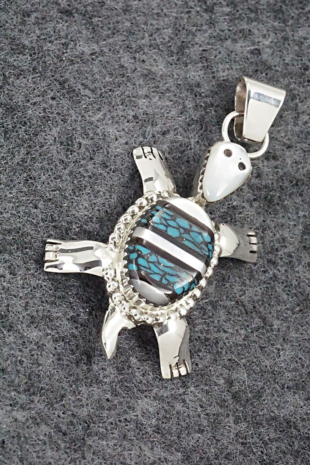 Multi Stone & Sterling Silver Inlay Pendant - Wayne Haloo