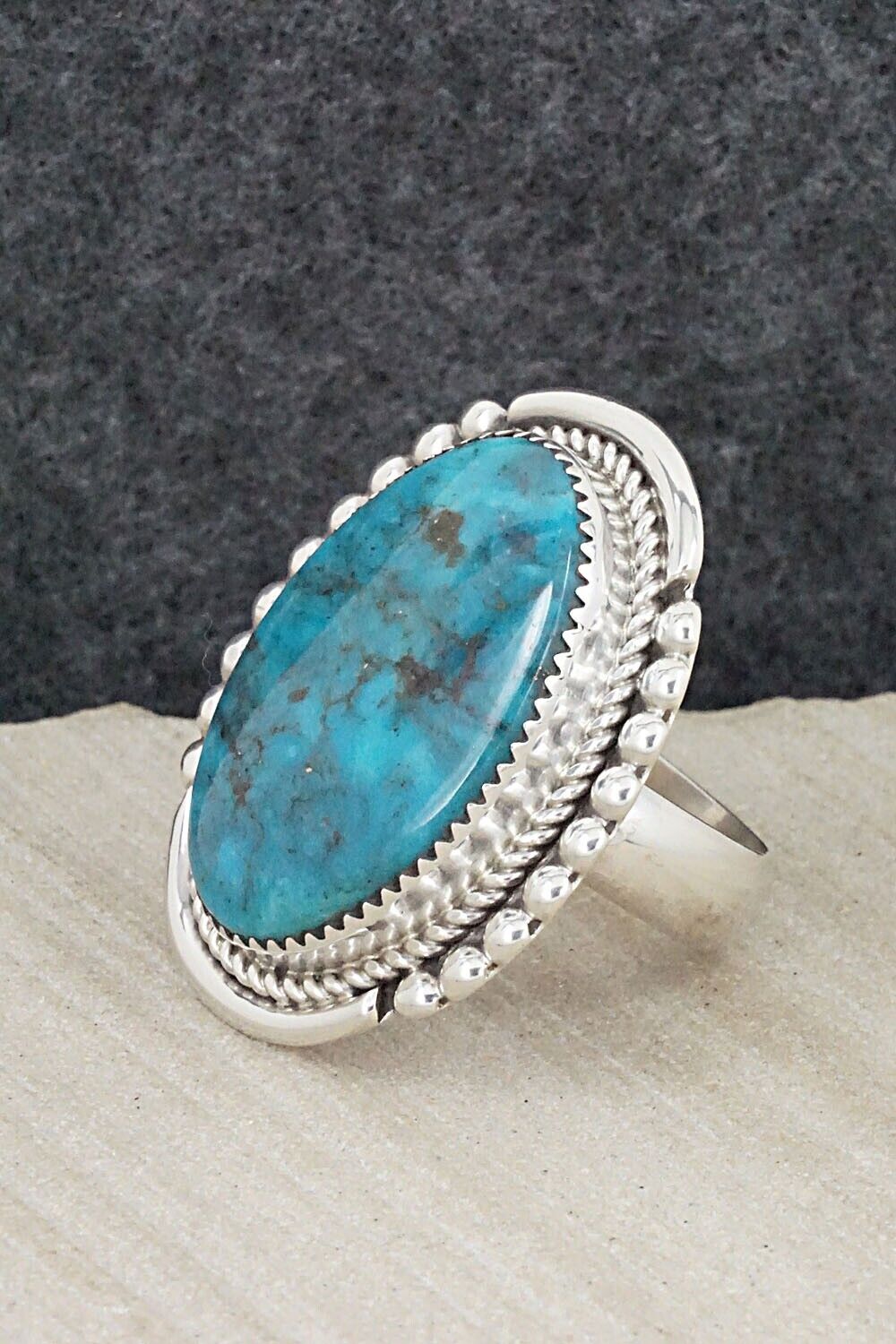 Turquoise & Sterling Silver Ring - Kenny Calavaza - Size 9