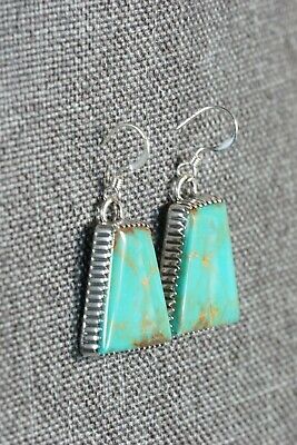 Navajo Turquoise & Sterling Silver Earrings - Alvin Joe - High Lonesome Trading