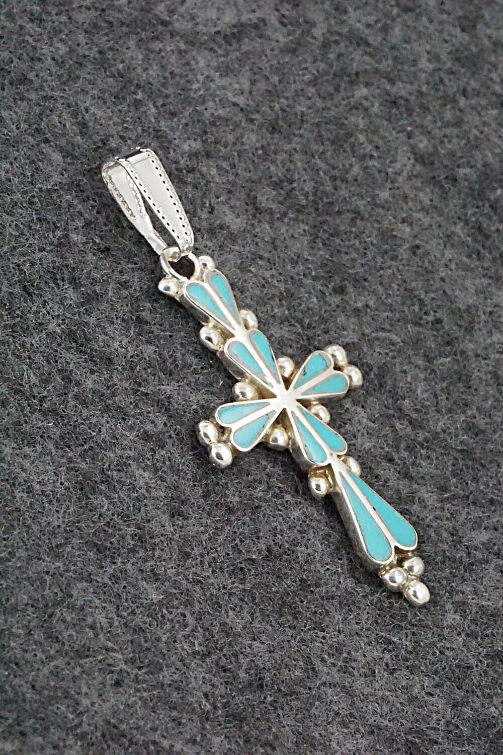 Turquoise & Sterling Silver Pendant - Florabelle Shebola