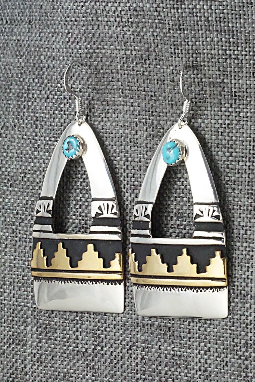 Turquoise and Sterling Silver Earrings - Rosita Singer