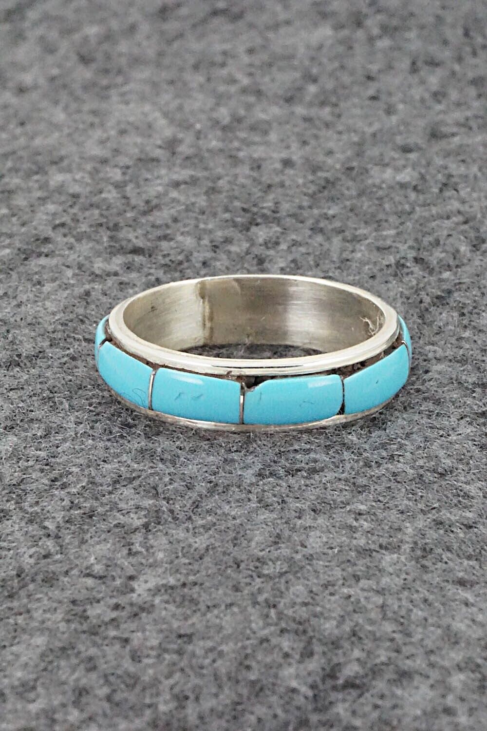 Turquoise & Sterling Silver Inlay Ring - Zenia Kylestewa - Size 11.5