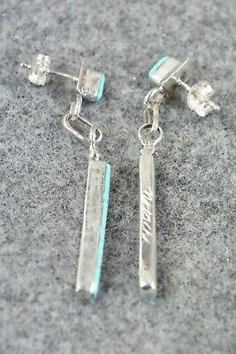 Turquoise & Sterling Silver Earrings - Roland Natachu