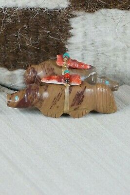 Bear and Wolf Zuni Fetish Carving - Peter Gasper - High Lonesome Trading