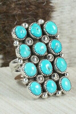 Turquoise and Sterling Silver Ring - Priscilla Reeder - Size 8
