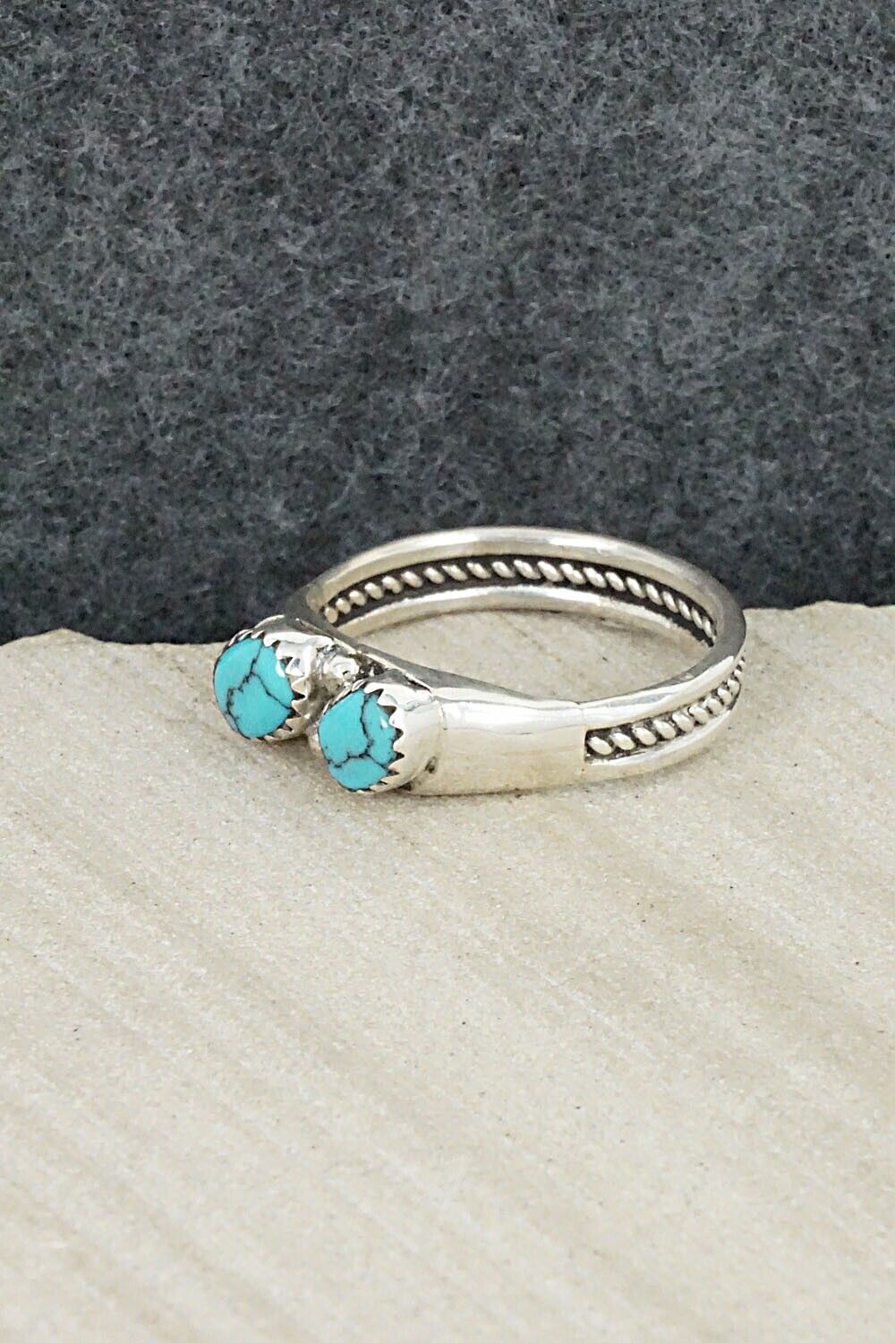 Turquoise and Sterling Silver Ring - Roy Thompson - Size 11.75