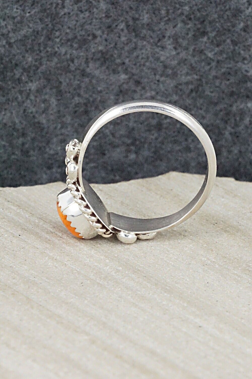 Spiny Oyster & Sterling Silver Ring - Freda Martinez - Size 9.75