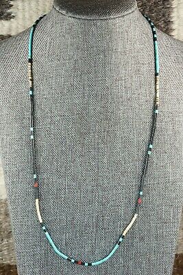 Turquoise, Shell, Coral & Sterling Silver Necklace - Esquipula Tenorio